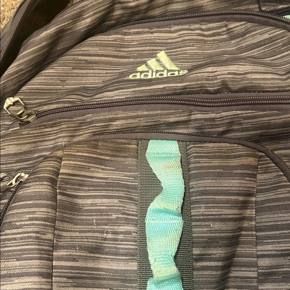 Adidas Gray and Teal Backpack multiple pockets - Picture 8 of 8